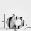 Zebra Stripes Ceramic Vase with Artificial Flowers - Axyaa Modern Floral Room Decor
