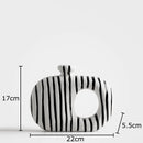 Zebra Stripes Ceramic Vase with Artificial Flowers - Axyaa Modern Floral Room Decor