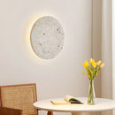 Axyaa Yellow Travertine Round LED Wall Lamp for Japanese Style Bedroom