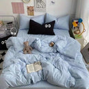 Axyaa Big Eyes Full Queen Bedding Set Solid Color with Sheet Pillowcase