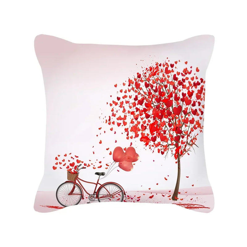 Red Geometric Pillow Case 45x45cm for Sofa, Car, Home Decor - Axyaa