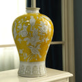 Axyaa Blue & White Porcelain Plum Vases - Elegant Living Room & Dining Table Decor