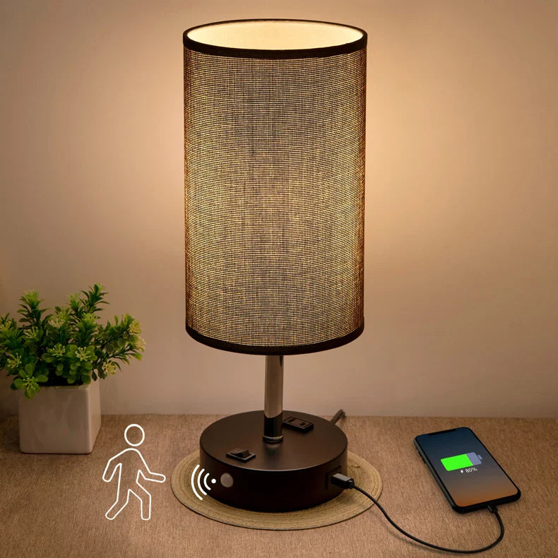 Motion Sensor Bedside Lamp USB Rechargeable Light Grey Desk Lamp