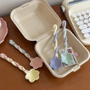 Axyaa Ceramic Star Soup Spoon: Cute Hand-Painted Dessert Spoon With Long Handle