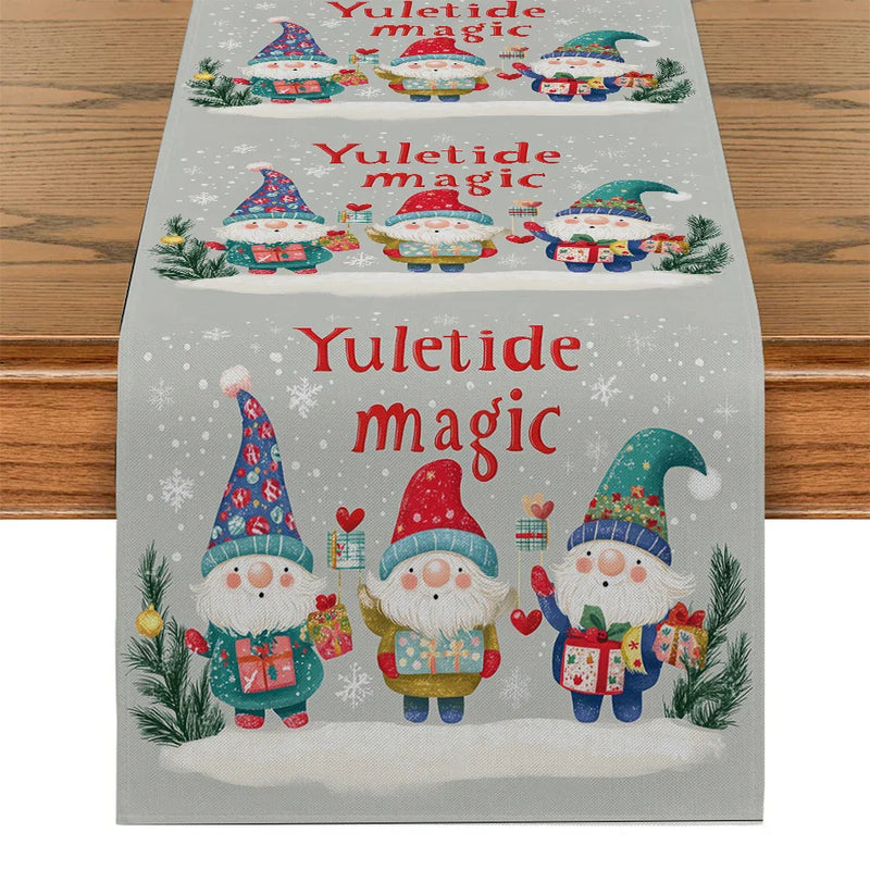 Axyaa Snowflake Fir Table Runner: Washable Indoor Outdoor Dining Cloth