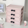 Axyaa Desktop Organizer: Drawer-style Storage Box with Bow Handle for Office Stationery Organization