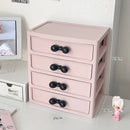 Axyaa Desktop Organizer: Drawer-style Storage Box with Bow Handle for Office Stationery Organization