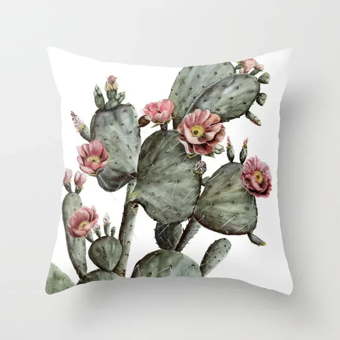 Tropical Cactus Summer Plants Pattern Cushion Cover for Axyaa Home Decor