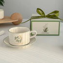 Axyaa Lily of The Valley Ceramic Coffee Cup Saucer Set Luxury Tea Mocha Milk Cup