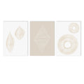 Axyaa Beige Line Abstract Canvas Wall Art Print Set for Modern Minimalist Home Decor