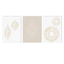 Axyaa Beige Line Abstract Canvas Wall Art Print Set for Modern Minimalist Home Decor