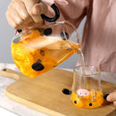 Axya Glass Cow Kettle Set: Transparent Water Carafe, Cup, Coffee Jug