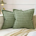 Axyaa Soft Corduroy Stripe Pillow Cover with Geometric Pattern