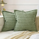 Axyaa Soft Corduroy Stripe Pillow Cover with Geometric Pattern
