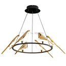 Axyaa Golden Bird LED Chandelier: Modern 360 Degree Hanging Light for Home Decor