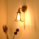Axyaa Vintage Copper Hexagonal Glass LED Wall Lamp with Pull Chain Switch