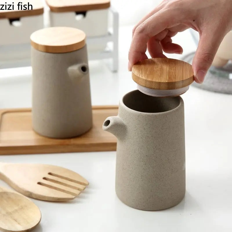 Axya Ceramic Soy Sauce Bottle Vinegar Pot Kitchen Storage Container