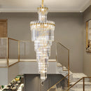 Axyaa Luxury Crystal Chandelier with Rotating Hollow Design for Duplex Villa Hall