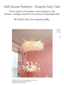Axyaa Feather Lamp Cream Crown Style Girls' Room & Cloakroom Chandelier Master Bedroom