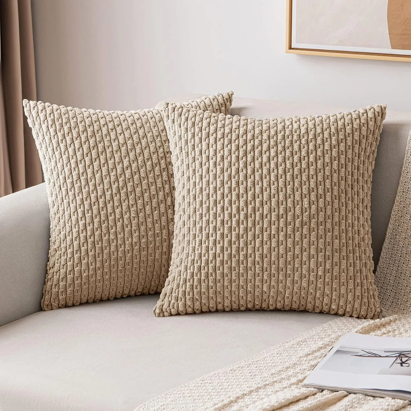 Axyaa 18x18 Corduroy Throw Pillows for Sofa, Bed & Living Room
