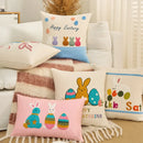 Axyaa Easter Bunny Cushion Cover - Cozy Embroidered Canvas Pillow for Living Room