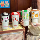 Axyaa Stainless Steel Double Drinking Thermos Vacuum Tumbler with Straw Cup