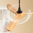 Axyaa High Wind Power Ceiling Fan Lamp - American Retro Style, Solid Wood, Variable Frequency Best for Dining & Living Room