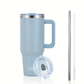 Axyaa 40oz Stainless Vacuum Insulated Coffee Cup with Handle and Straw