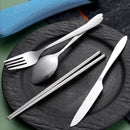 Axyaa Stainless Steel Cutlery Set - Knife, Fork, Spoon, Chopsticks