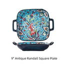 Axyaa Bohemian Ceramic Baking Dish Square with Handles for Pasta and Desserts