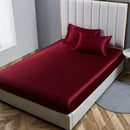 Axyaa Satin Fitted Bed Sheet Set Queen/King Size Luxurious Soft Silky Elastic Bedsheet