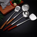 Axyaa Large Stainless Steel Kitchen Cooking Tools with Wooden Handle