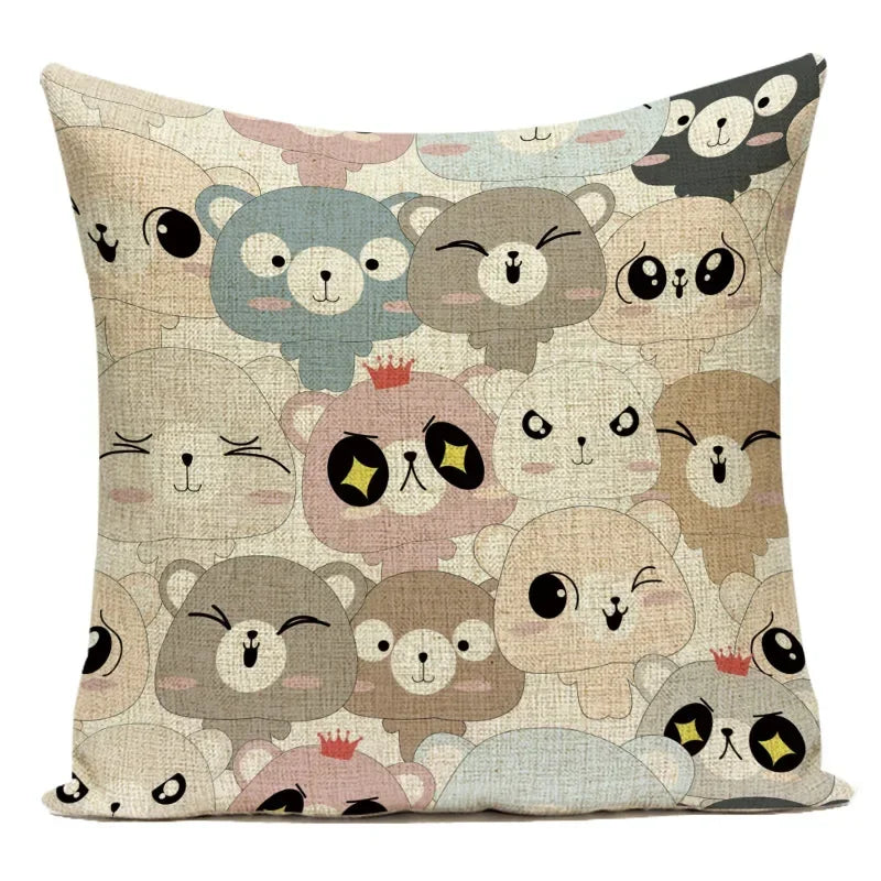 Axyaa Cartoon Pillow Cover: Cute Print Pillow Cover for Home, Bedroom, & Car