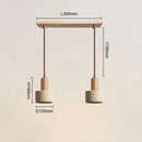 Axyaa Yellow Marble Table Pendant Lamp, Walnut Hat LED Chandelier