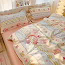 Axyaa Korean Cute Girls Polyester Bedding Set Twin Queen Full Size Quilt Cover