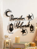 Wooden Ramadan Hanging Ornaments, Star Lantern Moon, Eid Mubarak Decor Axyaa