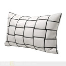 Axyaa White Woven PU Leather Waist Pillow for Modern Luxury Living Room Sofa
