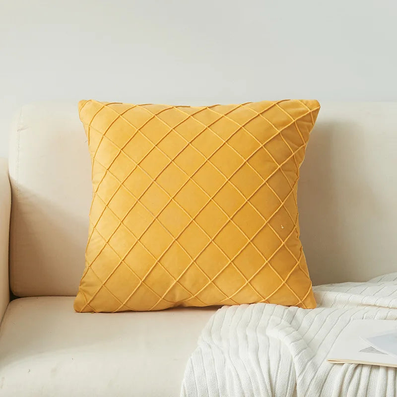 Axyaa Velvet Diamond Check Pattern Throw Pillowcase for Stylish Home Decor