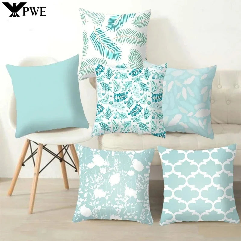 Modern Geometry Print Pillow Case for Home Decor by Axyaa - Mint Green Pillow Cover