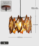Axyaa Solid Wood Cage Pendant Light Black Metal Fixture Loft Stairs Hanging Lamp