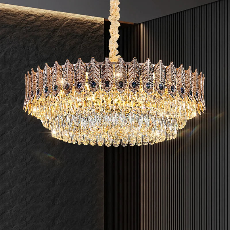 Axyaa Crystal Chandelier: Elegant Master Bedroom & Living Room Light