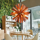 Axyaa Dandelion Wood Pendant Light: Wabi Sabi Chandelier for Home Decor