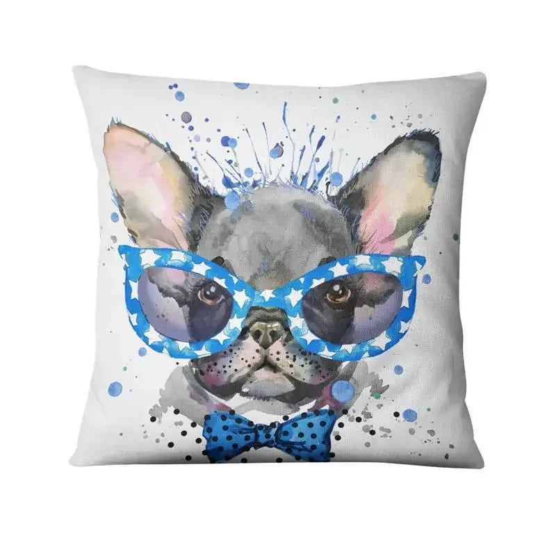 Axyaa French Bulldog Gift Cushion: Decorative Sofa Throw Pillow with American Cartoon Pet Print