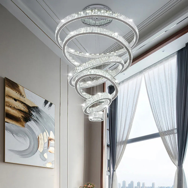 Axyaa Crystal Chandelier: Elegant Stair Pendant Light for Luxurious Living Room Decor