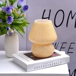 Glass LED Desk Light Mushroom Table Lamp Axyaa Korean Style Striped Bedside Lamp