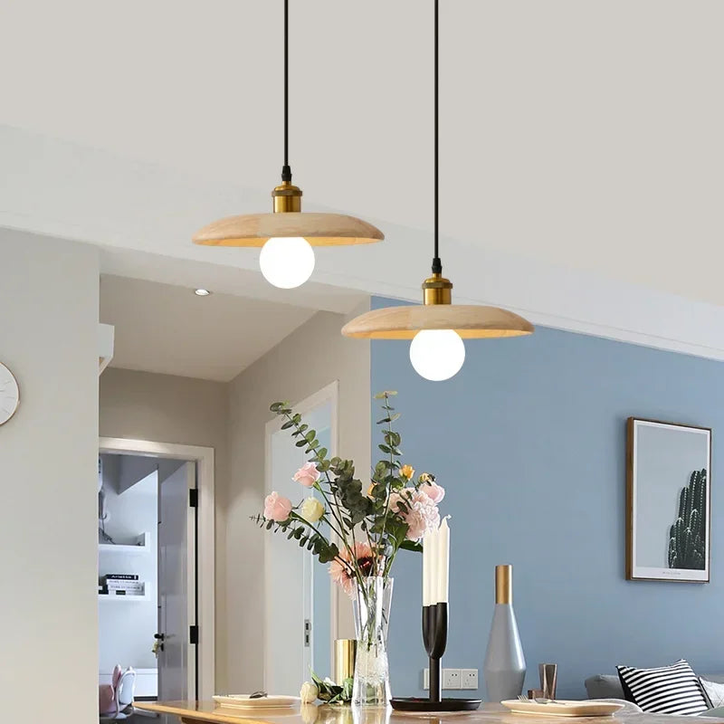 Axyaa Retro Solid Wood Pendant Light Chandelier for Dinning Room