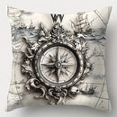 Axyaa Nautical Sailing Sofa Pillowcase Set, 4pcs 17.7"x17.7", Home Decor & Waist Cushion