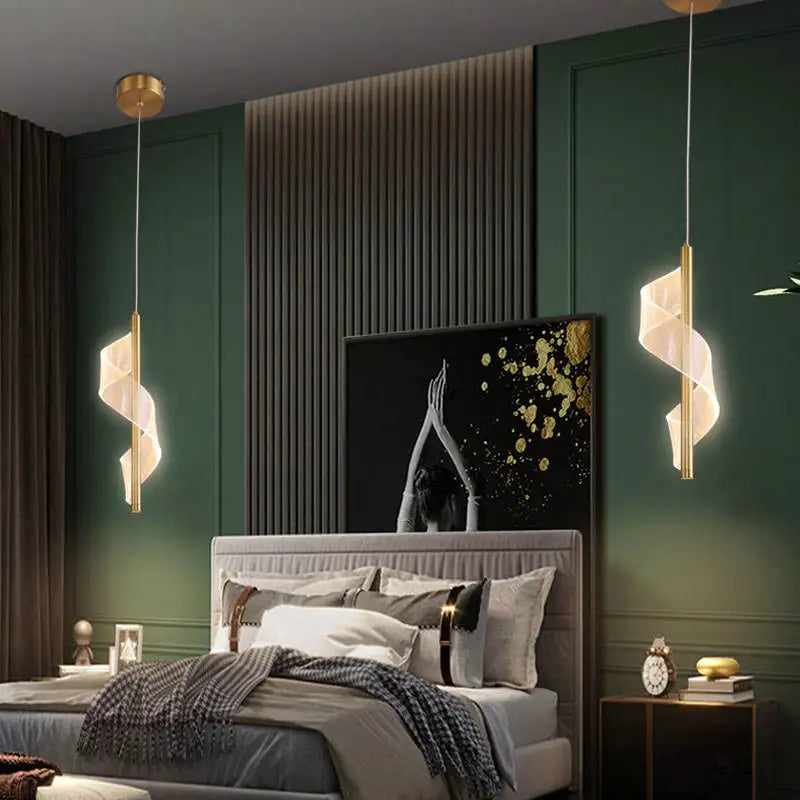 Axyaa Spiral Acrylic Pendant Lamp: Modern Nordic Design for Bedroom or Living Room