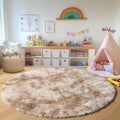 Axyaa Soft Shaggy Round Area Rug for Living Room Kids Bedroom Gray