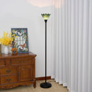 Axyaa Stained Glass Torchiere Floor Lamp Antique Industrial Style Standing Light